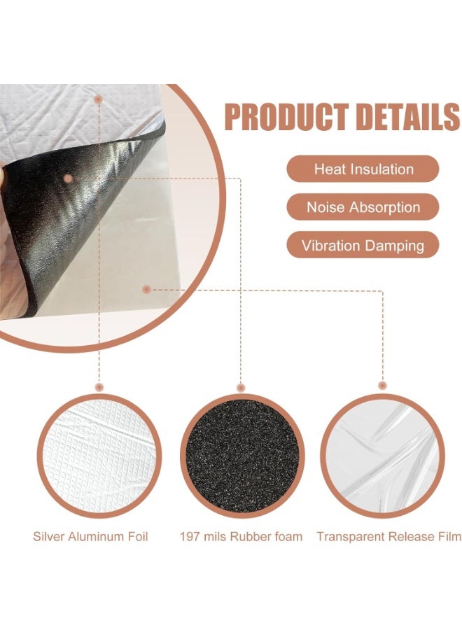 SRLIWHITE 15PCS Car Sound Deadening & Heat Insulation Mat, Aluminum Foil Automotive Noise & Vibration Dampener for Doors, Trunk, Hood & Roof, Self-Adhesive, Silver(25*18*0.5 cm) - Image 2